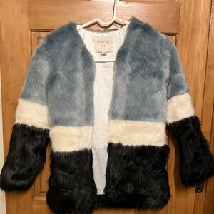 Habitual Girl’s Teddy Jacket - Blue, White, Black NWOT